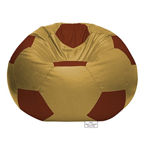 Image of RnS Rest 'n' Sleep - Bean Bag Football Chair Filled with Beans, Football Shape Bean Bags,Faux Leather Material, with 1 Year Warranty (Tan /Mushroom, XXXL)