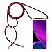 Produktbild 2ndSpring Handykette Schutzhülle kompatibel mit Xiaomi Redmi Note 8T Handyhülle mit Band,Halsband Lanyard Silikonhülle,Rot schwarz
