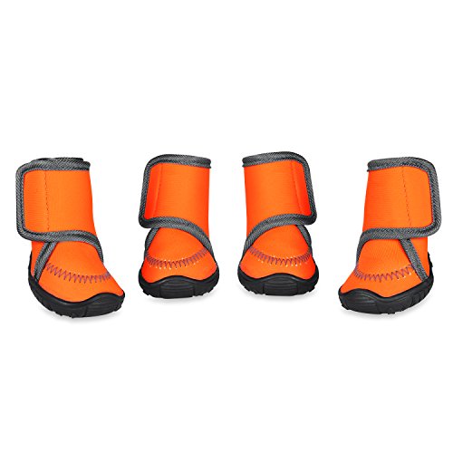 Prumya Dog Boots Waterproof Paw Protectors Dog Shoes with Adjustable Straps and Rugged Anti-Slip Sole, 4pcs (XS)