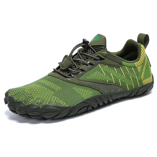 SAGUARO Hombre Barefoot Zapatillas Minimalistas Mujer Antideslizante Zapatos Barefoot para Zero Drop Soles Verde Bosque,Gr.41