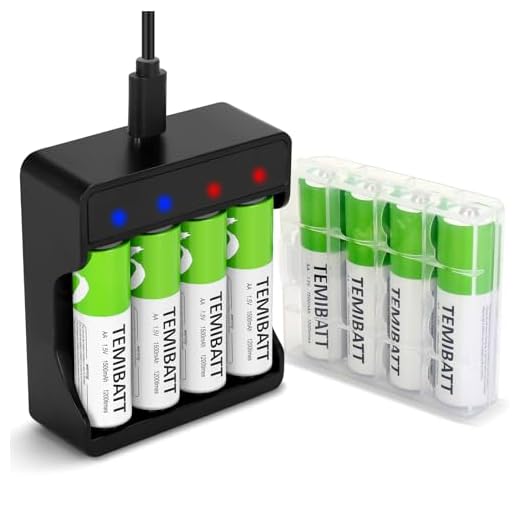 TEMIBATT Rechargeable AA Batteries Lithium 8 Pack with Charger,1.5 V 1500mAh(2600mWh) Double A Battery Replacement for Blink Outdoor Camera