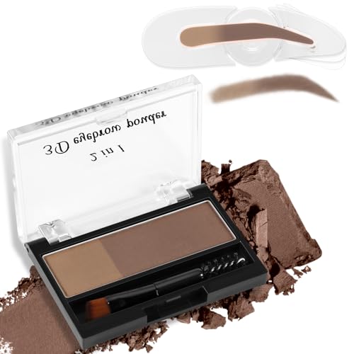 Boobeen Polvo para Cejas de Doble Color con Sello para Cejas, Maquillaje para Cejas Natural Impermeable, Rellenador de Cejas en Polvo para Dar Forma a Cejas Perfectas