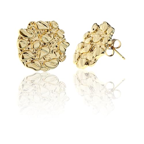Gold Nugget Earrings for Men - Nugget Earring 18k Gold Plated -925 Sterling Silver Stud Earrings Gold Plated Earring Studs Cookie Earring2