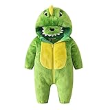Baby Boy Girls Halloween Hooded Jumpsuit Fleece Long Sleeve Fleece Romper Christmas Bodysuit Animal Cosplay Costume (I-Dinosaurs, 9-12 Months)