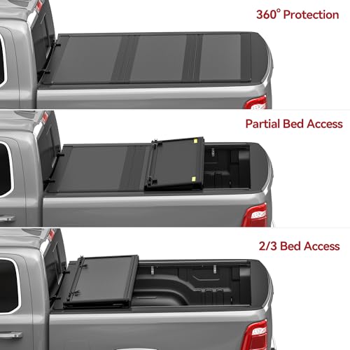 Image of YITAMOTOR Low-Profile Hard Tri-Fold Truck Bed Tonneau Cover Compatible with Ford Ranger 2024 2025 2026, 5 ft Bed