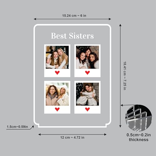 Image of Giftplease Personalised Rakhi Gift for Sister - Custom Acrylic Photo Collage Frame with Wooden Base, Meaningful Raksha Bandhan Keepsake from Brother, Unique Memory Display for Siblings