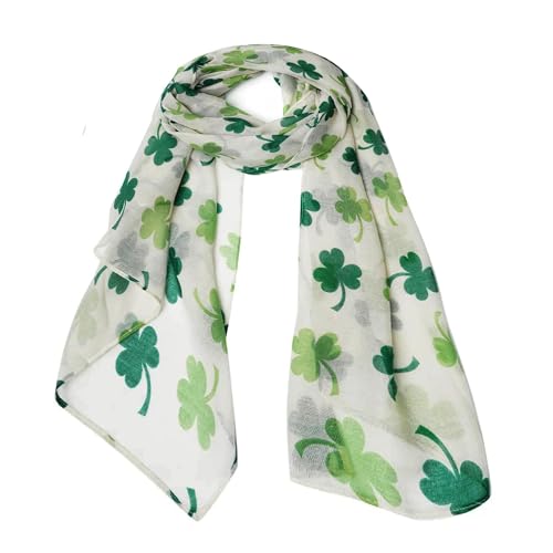 CaySep Women Shamrock Scarf St. Patrick's Day Irish Silk Scarf Long Lightweight Sunscreen Scarves for Festivals Travel Party