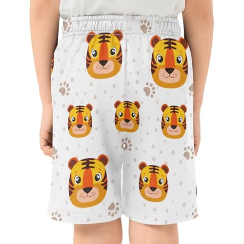 Cartoon Animals Athletic Shorts with Zipper Pockets, Youth Boys Athletic Running Shorts for Summer3