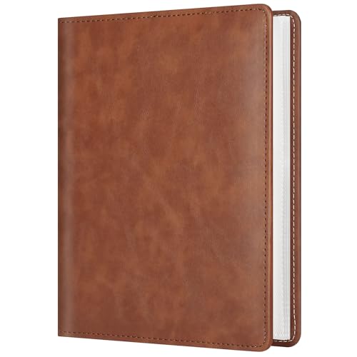 Vienrose Photo Album 4x6 Pictures 112 Pockets Vintage Vegan Leather Cover Memory Book for Parents Grandparents with a Greeting Card Brown