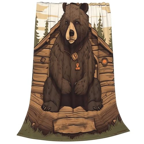 Couverture flanelle douce ours rustique, plaid de qualité supérieure - 3