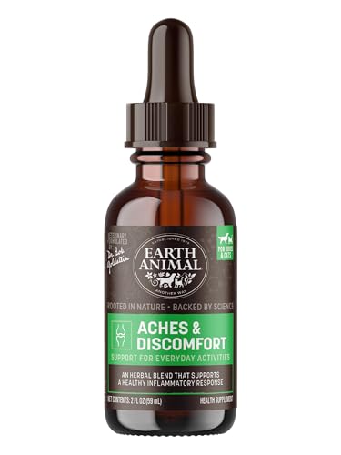 Earth Animal Apothecary Liquid Supplement - Aches & Discomfort Herbal Remedies for Dogs & Cats - 2 fl oz