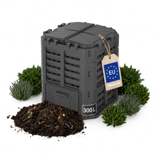 FIXKRAFT Thermokomposter 300L Garten Komposter mit Deckel Schwarz
