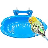 【Materiales de Calidad】: La caja de baño para loros está hecha de plástico de alta calidad, que es seguro y resistente. ¡Moderno, hermoso y colorido, atraerá muy bien a tus pájaros y hará que el baño sea más interesante!