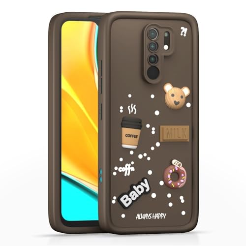 Image of Bintage Ball Bear| Donut| Milk Cake| Baby| Coffee Rubber Case Full Body & Camera Protection Back Cover Compatible for Mi REDMI 9 Prime 4G - Brown
