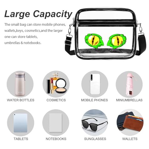 Dinosaur Eyes Large Crossbody Bag Clear Stadium Bag Anti-Theft Side Shoulder Bags Messenger Bag with 2 Compartments3