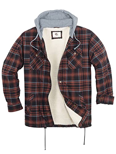 Image of COEVALS CLUB Men's Flannel Shacket Casual Button Snap Sherpa Quilted Lined Premium Jacket Shirts