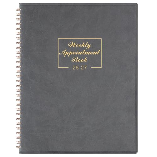 Appointment Book 2026-2027 - August 2026 to July 2027 with Times Grey