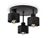 lampada da soffitto plafoniera nera a 3 lampadine 3 x e27 230v design retrò | 382-e3 skandi (nero)