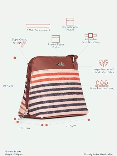 Image of ZOUK Printed Vegan Leather Out Of Office Sling Bag With Adjustable Strap For Women's Girls