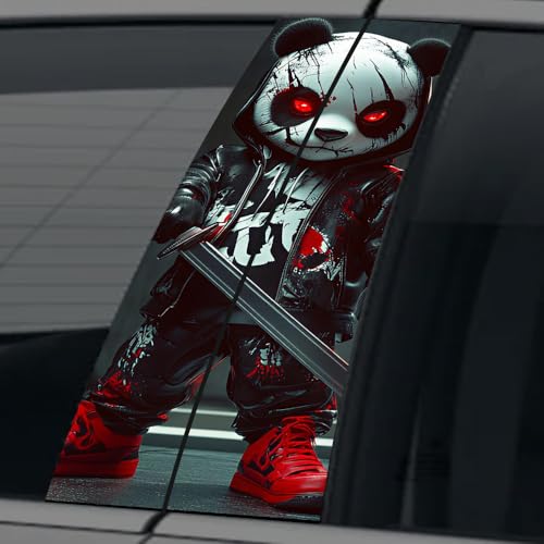 Image of Halloween Cars Body Horror Sticker, Classic Horror Movie Characters Peeking Decal Michae Waterproof Scary Vinyl Stickers for Bumper Car Decals 11in*18.89in (Fierce Panda Killer)