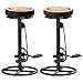 vidaXL 2X Tabourets de Bar avec Motif Tabourets de Pub Sièges de Comptoir Chaises de Bistro Chaises de Comptoir Noir et Marron Cuir Véritable