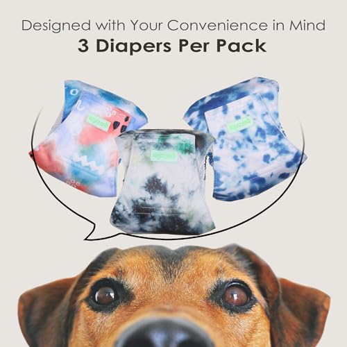 Image of wegreeco Washable Male Dog Belly Band (Stylish Pattern)- Pack of 3 - Washable Male Dog Belly Wrap, Dog Diapers Male (Tie-dye, Ink, X-Large)
