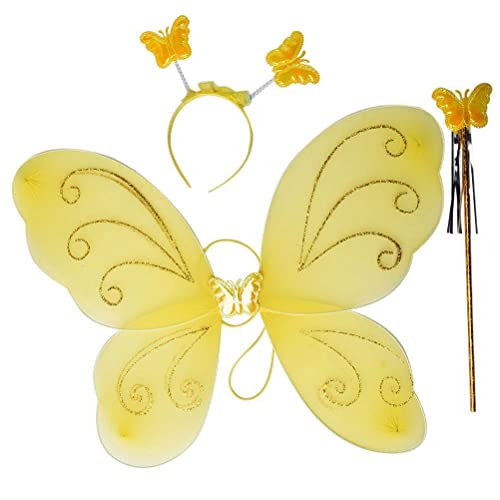 Lalantopparties Fairy Butterfly Wings Costume for Baby Girls with Headband and Magic Wand for Girls Kids Fancy Dress Costume Baby Girl Angel Birthday Party (Yellow) (B0BN1TCCS3) Amazon Price History, Amazon Price Tracker