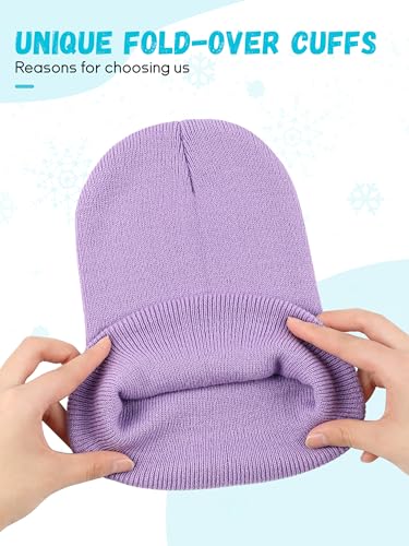 Glooarm 6 Pack Kids Beanie Hats Boys Girls Winter Hats Stretchy Acrylic Toddler Beanies Kid'S Cuffed Cap thumb #3
