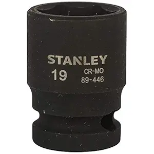 STANLEY STMT89446-8B Chrome-Molybdenum Steel 6 Point Impact Socket 1/2 inch 19 mm(Black)