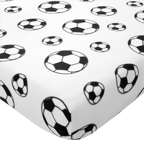 Catherine Lansfield Cosy Football Fleece Junior Fitted Sheet White - Image 2