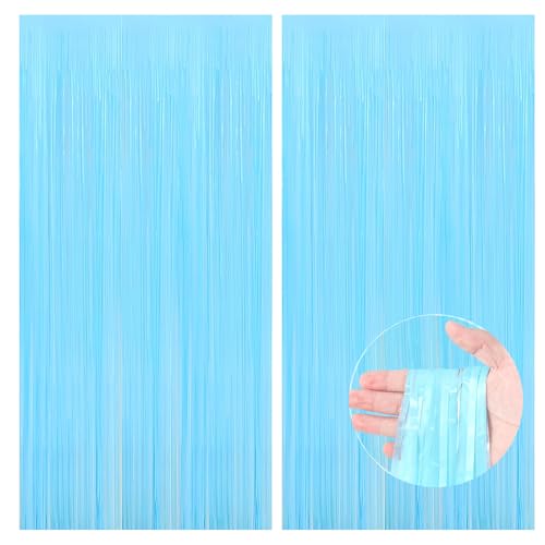 Lot de 2 rideaux de porte en aluminium avec franges pastel pour fête prénatale Motif sirène de la Reine des neiges Bleu layette 1 x 2 m
