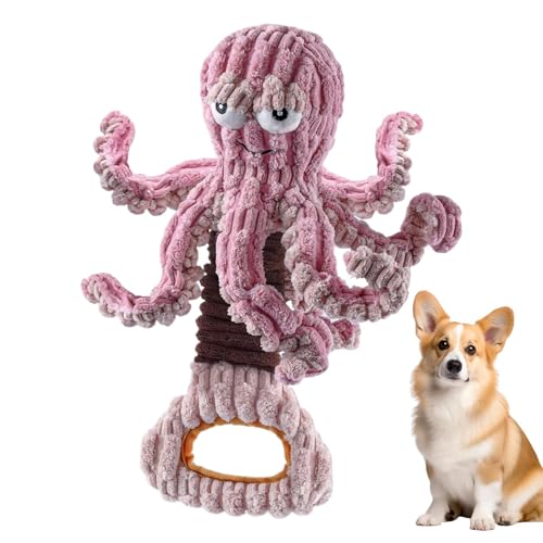 Juguete De Tirar Para Perros, Juguetes Interactivos De Peluche Para Perro - Peluche Calamar Suave Con Anillos De Tracción | Divertido Juguete De Masticar Para Perro De 37 Cm, Juguetes Interactivos