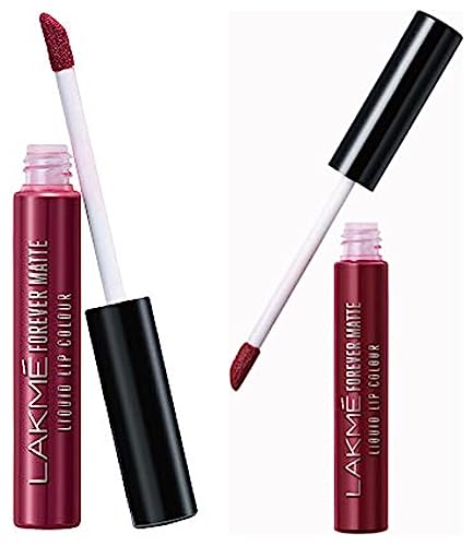 Image of LAKME Forever Matte Liquid Lip Colour, Red Wine, 5.6ml & Lakme Forever Matte Liquid Lip Colour, Red Sangria, 5.6 ml