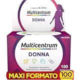 Multicentrum Donna Integratore Multivitaminico completo per donna, con Vitamina D, K, Acido Folico, Calcio, Ferro, per combattere stanchezza e affaticamento, 100 Compresse