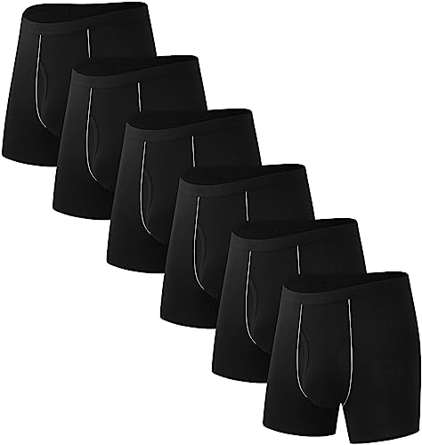 HAVVIS Mens Performance Underwear Boxer Briefs Soft Comfortable Bamboo Viscose Underwear for Men Multipack (XL Boxer Briefs : B04-6 Pack - Black)