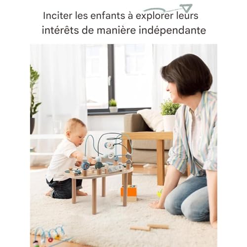 Table d'activités bébé bois - Centre d'éveil debout et bureau-jouet 12 mois - 4