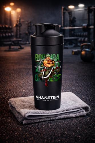 Image of Stainless Steel Gym Shaker Bottle 750ml | Leak Proof Protein Mixer Shaker | BPA Free | Metal Sports Water Bottle for Gym, Workout & Fitness (Anime-20-BLACK)