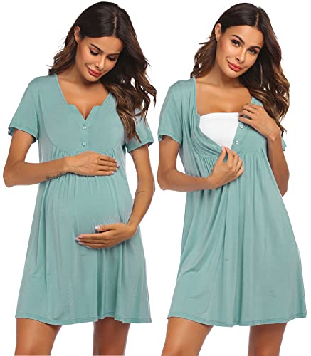Image of Ekouaer Labor and Delivery Gown, Nursing Nightgown, Maternity Nightgowns for Hospital Short Breastfeeding Nightgown S-XXL