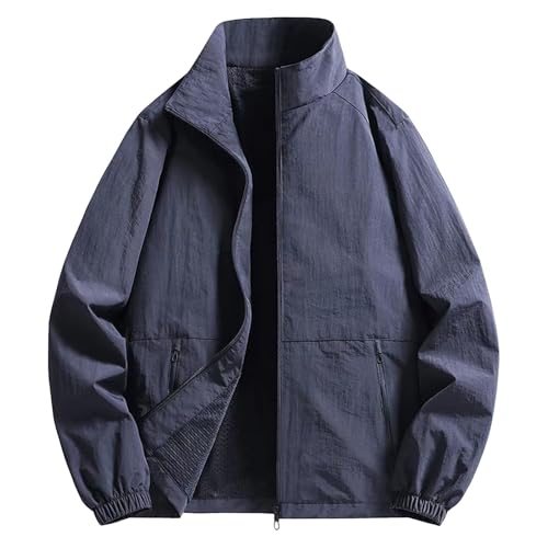 Mens Light Jacket Windbreaker Spring Fall Lightweight Coat Casual Full-Zip Bomber Jacket Relaxed Fit with Zip Pocket4