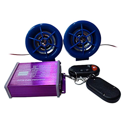 Kesoto Sistema de som de alto-falantes cromados estéreo MP3 para motocicleta Audio - Roxo + Azul