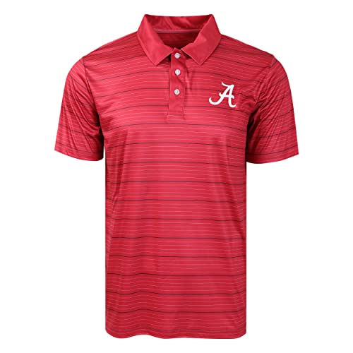 FOCO Alabama Crimson Tide NCAA Mens Striped Polyester Polo - L
