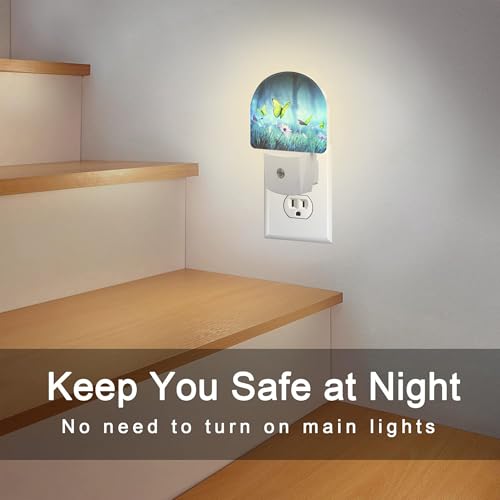 Image of Mystic Fairy Butterflies Glowing Butterfly Forest Dusk to Dawn Plug in Night Light, 0.5w Energy Saving Sleep Friendly NightLight for Kids Boys Girls Home Decor