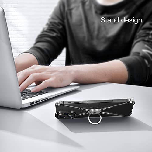 Oatsbasf Bumper Case For Iphone 14 Pro Max, Aluminum Metal X-Frame Support Bumpers Compatible Iphone 14 Pro Max 6.9 Inch (Black) #TOP4