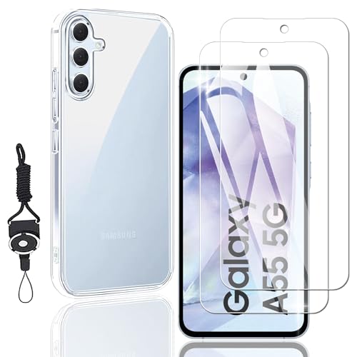Nutmeg【2+1枚セット】Galaxy A55 5G 用の ガラスフィルム + Galaxy A55 5G 用の ケース【日本旭硝子素材採用】Galaxy A55 SC-53E SCG27 用の フィルム ギャラクシー a55 用の 保護フィルム 強化