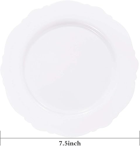 Miniatura 6 de WDF 60 platos de plástico blanco de 7.5 pulgadas, 60 platos de plástico blanco de 10.25 pulgadas