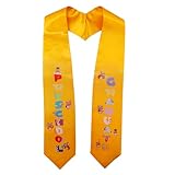 graduationmall fascia da diploma per bambini scuola materna con motivo a gufi, sciarpa per cerimonia 127 cm lunghezza, oro