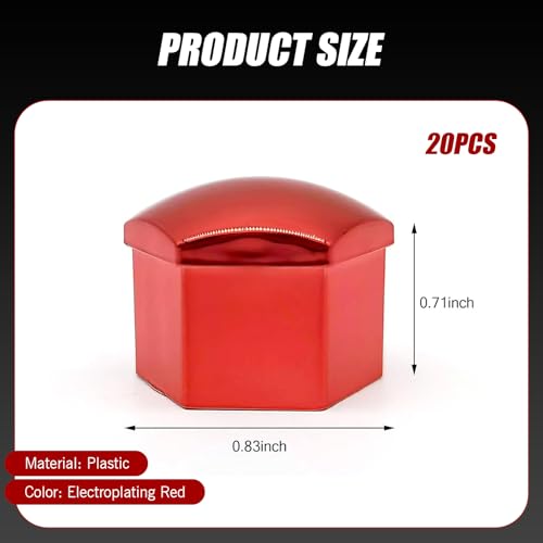 Image of 20 PCS Wheel Nut Cover, Hexagonal Tire Screw Dust and Rust Proof Protective Cap with Puller, Perfect Fit Plug-in Tire Bolt Personalized Decorative Accessories, for Most Cars Trucks (Red)