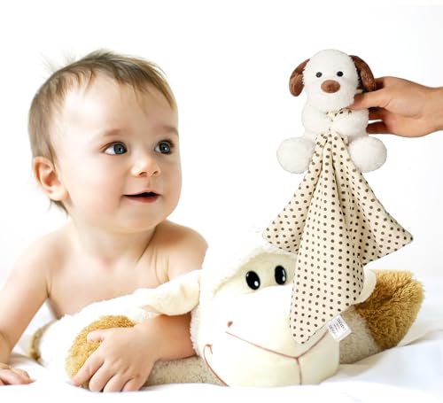 Image of CREVENT Soft Plush Animal Face Security Blankets for Boys and Girls, Great Gifts for Birthday Baby Shower - Hugging Dog