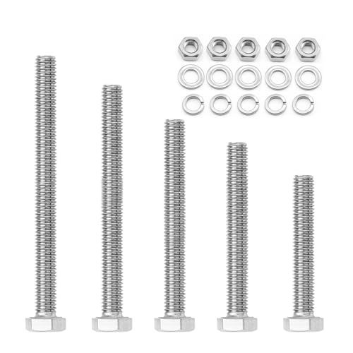104 Pièces Kit Boulons et Écrous, M6 Vis Inox, Boulon M6 (40/50/60/70/80mm), Jeu de Vis avec Ecrous et Rondelle, Assortiment Vis, Visserie Inox, Vis À Tête Hexagonale pour Voiture, Meubles, Bateau