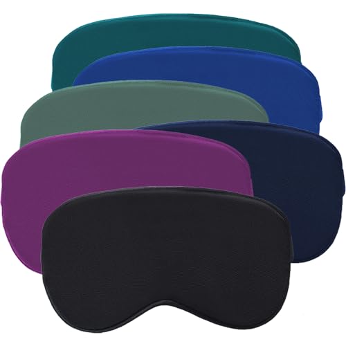 Ritzlude Sleep Mask, Silk Eye Mask for Sleeping, Eye Cover for Women Men, Side Sleeper Blindfold with Adjustable Straps, Travel Eyeshade, 6 Pack